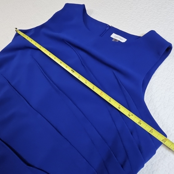 Calvin Klein Royal Blue Starburst Pleated Sheath Dress - Picture 5 of 8
